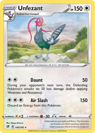 Unfezant/192 SWSH02 Rebel Clash - Rare