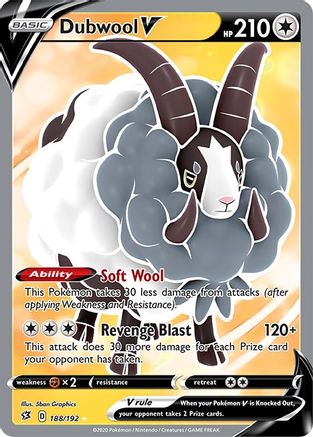 Dubwool V (Full Art) 188/192 - Holofoil SWSH02 Rebel Clash - Ultra Rare