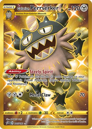 Galarian Perrserker (Secret) 205 - Holofoil SWSH02 Rebel Clash - Secret Rare