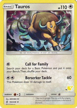 Tauros - 164/236 (#14 Pikachu Stamped)/236 Battle Academy - Promo