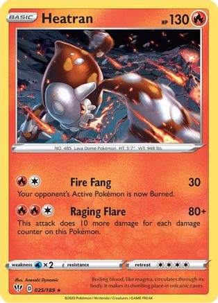 Heatran 025 - Reverse Holofoil SWSH03 Darkness Ablaze - Holo Rare
