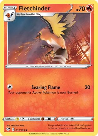 Fletchinder 031 SWSH03 Darkness Ablaze - Uncommon