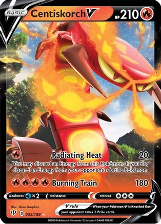 Centiskorch V 033 - Holofoil SWSH03 Darkness Ablaze - Ultra Rare