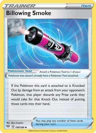 Billowing Smoke 158 - Reverse Holofoil SWSH03 Darkness Ablaze - Uncommon