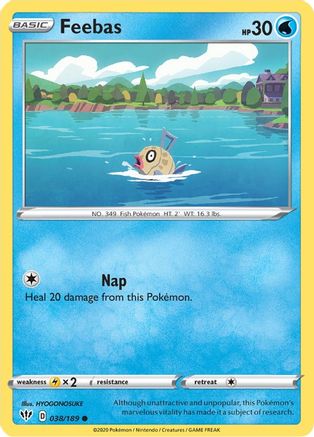 Feebas 038 - Reverse Holofoil SWSH03 Darkness Ablaze - Common