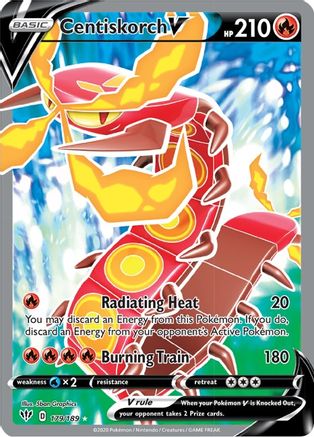 Centiskorch V (Full Art) 179 - Holofoil SWSH03 Darkness Ablaze - Ultra Rare