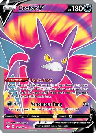 Crobat V (Full Art) 182 - Holofoil SWSH03 Darkness Ablaze - Ultra Rare
