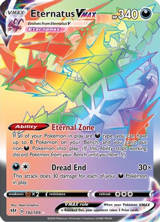 Eternatus VMAX (Secret) 192 - Holofoil SWSH03 Darkness Ablaze - Secret Rare