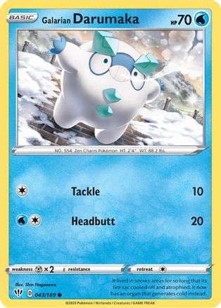 Galarian Darumaka 043 - Reverse Holofoil SWSH03 Darkness Ablaze - Common