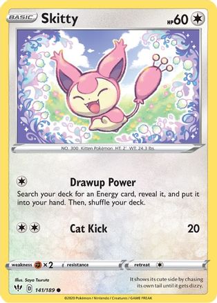 Skitty 141 - Reverse Holofoil SWSH03 Darkness Ablaze - Common