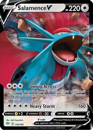 Salamence V 143 - Holofoil SWSH03 Darkness Ablaze - Ultra Rare