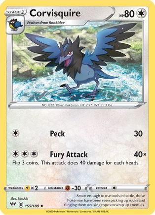 Corvisquire 155 SWSH03 Darkness Ablaze - Uncommon