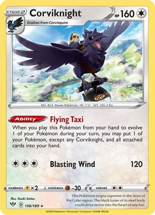 Corviknight 156 - Holofoil SWSH03 Darkness Ablaze - Holo Rare