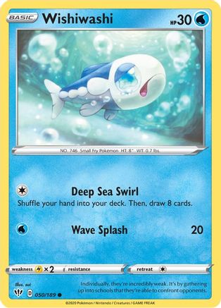 Wishiwashi 050 - Reverse Holofoil SWSH03 Darkness Ablaze - Common