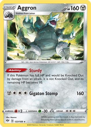 Aggron 123 - Holofoil SWSH03 Darkness Ablaze - Holo Rare