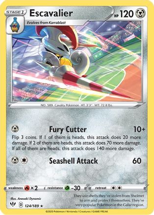 Escavalier 124 - Reverse Holofoil SWSH03 Darkness Ablaze - Rare