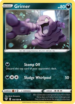 Grimer 100 - Reverse Holofoil SWSH03 Darkness Ablaze - Common