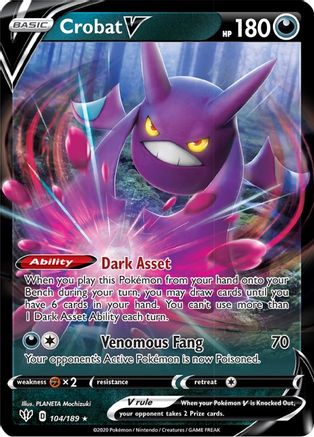 Crobat V 104 - Holofoil SWSH03 Darkness Ablaze - Ultra Rare