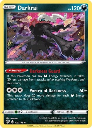 Darkrai 105 - Holofoil SWSH03 Darkness Ablaze - Holo Rare