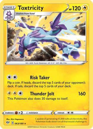 Toxtricity 063 - Holofoil SWSH03 Darkness Ablaze - Holo Rare