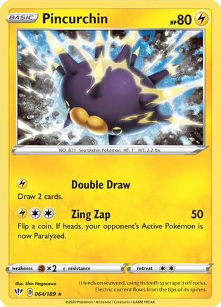 Pincurchin 064 - Reverse Holofoil SWSH03 Darkness Ablaze - Holo Rare