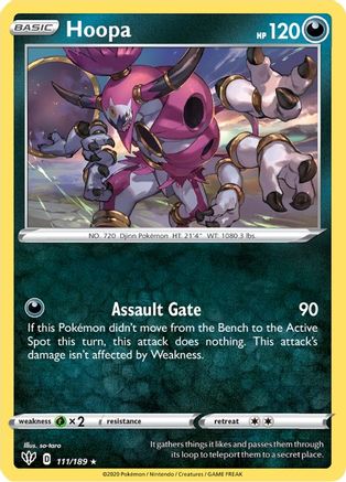 Hoopa 111 - Reverse Holofoil SWSH03 Darkness Ablaze - Holo Rare