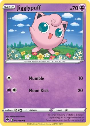 Jigglypuff 067 - Reverse Holofoil SWSH03 Darkness Ablaze - Common