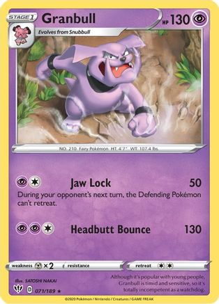 Granbull 071 - Reverse Holofoil SWSH03 Darkness Ablaze - Rare