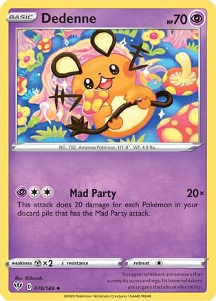 Dedenne 078 SWSH03 Darkness Ablaze - Uncommon