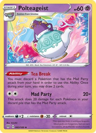 Polteageist 083 - Reverse Holofoil SWSH03 Darkness Ablaze - Uncommon