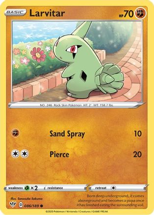 Larvitar 086 - Reverse Holofoil SWSH03 Darkness Ablaze - Common