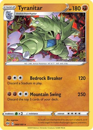 Tyranitar 088 - Holofoil SWSH03 Darkness Ablaze - Holo Rare
