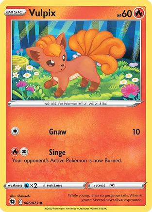Vulpix 006 - Reverse Holofoil Champions Path - Common