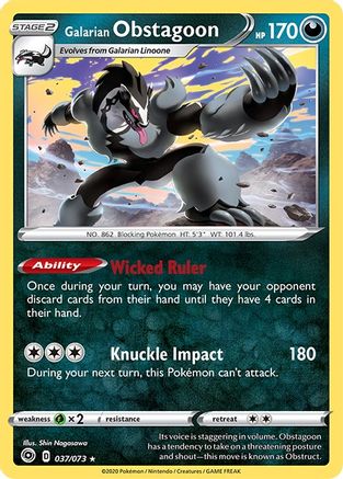 Galarian Obstagoon 037 - Holofoil Champions Path - Holo Rare