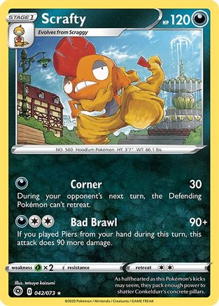 Scrafty 042 - Reverse Holofoil Champions Path - Holo Rare