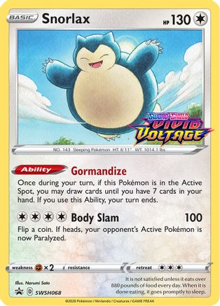Snorlax - SWSH068 (Prerelease) - Holofoil SWSH Sword & Shield Promo Cards - Promo