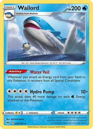 Wailord 032 - Holofoil SWSH04 Vivid Voltage - Holo Rare
