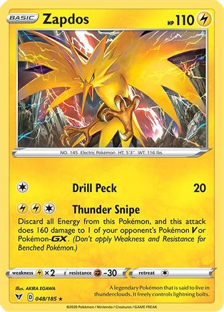 Zapdos 048 - Holofoil SWSH04 Vivid Voltage - Holo Rare