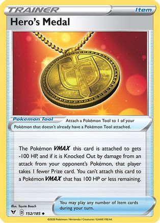 Hero's Medal 152 - Reverse Holofoil SWSH04 Vivid Voltage - Uncommon