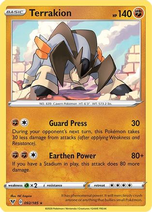 Terrakion 092 - Reverse Holofoil SWSH04 Vivid Voltage - Rare