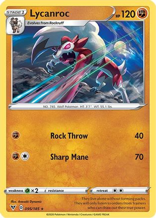 Lycanroc 095 - Reverse Holofoil SWSH04 Vivid Voltage - Rare