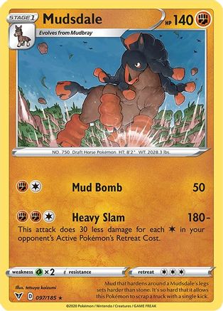 Mudsdale 097 - Reverse Holofoil SWSH04 Vivid Voltage - Rare