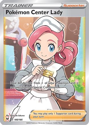 Pokemon Center Lady (Full Art) 185 - Holofoil SWSH04 Vivid Voltage - Ultra Rare