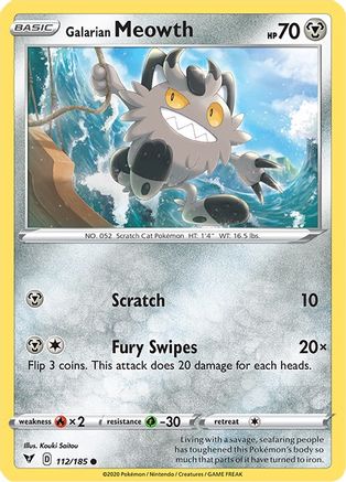 Galarian Meowth 112 - Reverse Holofoil SWSH04 Vivid Voltage - Common