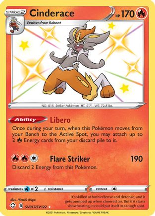 Cinderace SV017 - Holofoil Shining Fates Shiny Vault - Shiny Holo Rare