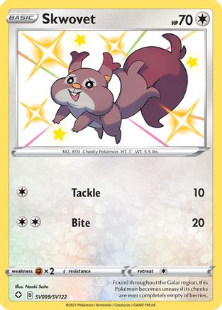 Skwovet SV099 - Holofoil Shining Fates Shiny Vault - Shiny Holo Rare