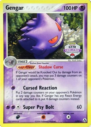 Gengar - 5/92 (Gym Challenge)/92 League & Championship Cards - Promo