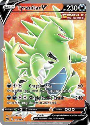 Tyranitar V (Full Art) 154 - Holofoil SWSH05 Battle Styles - Ultra Rare