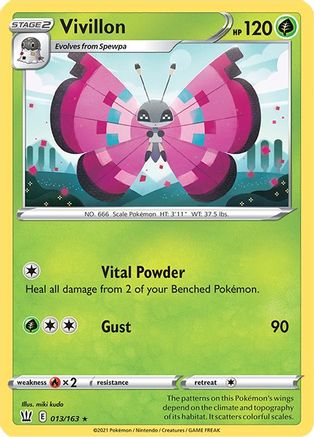 Vivillon 013 - Reverse Holofoil SWSH05 Battle Styles - Rare