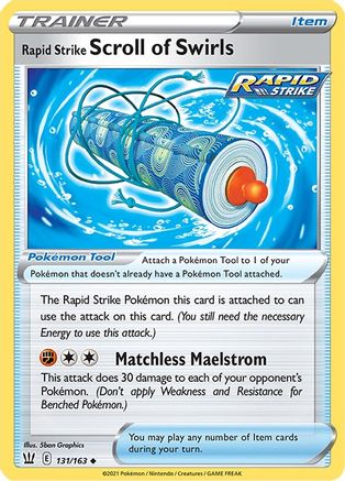 Rapid Strike Scroll of Swirls 131 - Reverse Holofoil SWSH05 Battle Styles - Uncommon